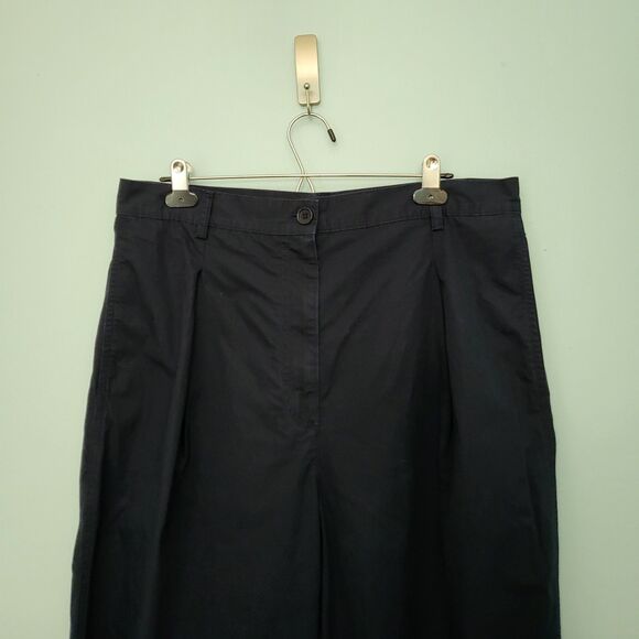 COS Pleated Barrel Leg Pants Womens 12 Navy Blue Cotton Baggy Loose Relaxed - Picture 2 of 8